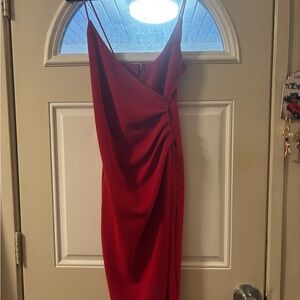 Lulu's Vibrant Red Asymmetrical Dress